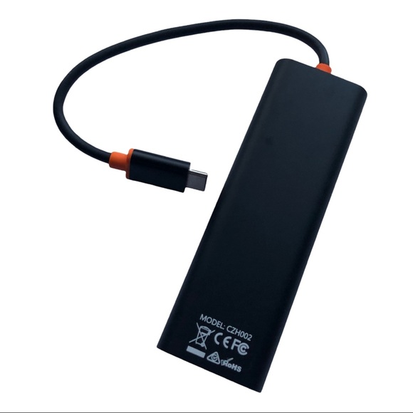 NEW COZOO USB-C to 3-Port USB 3.0 Hub with Ethernet NEW NIB Orange Black Tech - Picture 3 of 11